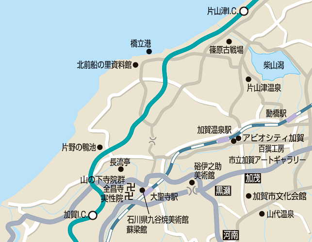大聖寺と加賀温泉駅・橋立周辺マップ